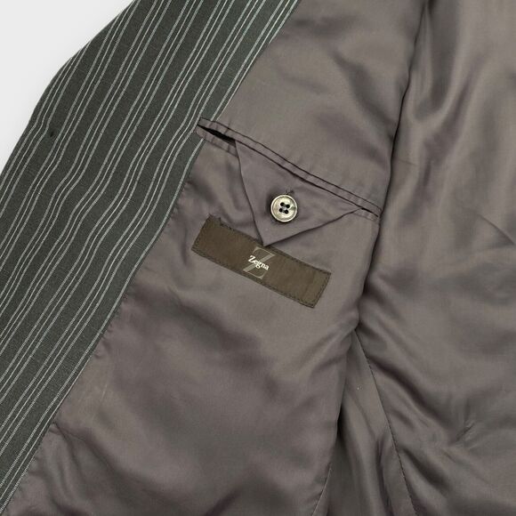 Z Zegna Blazer Mens 40R Silk Linen 'Sweater' Striped 3 Button Lightweight - Picture 6 of 12